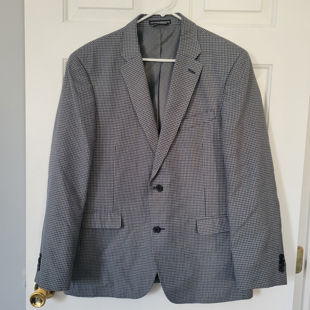 Tommy Hilfiger Blazer 42R Brown Gray Micro Check Sport Coat 2 Button Classic Fit